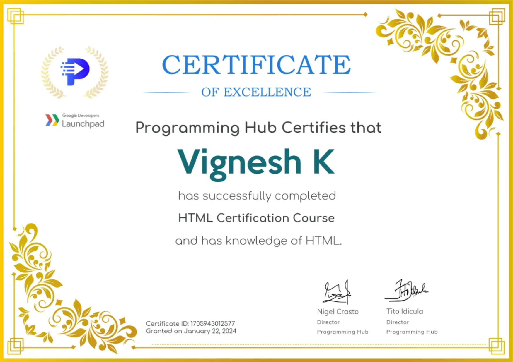 Online Certificate 1
