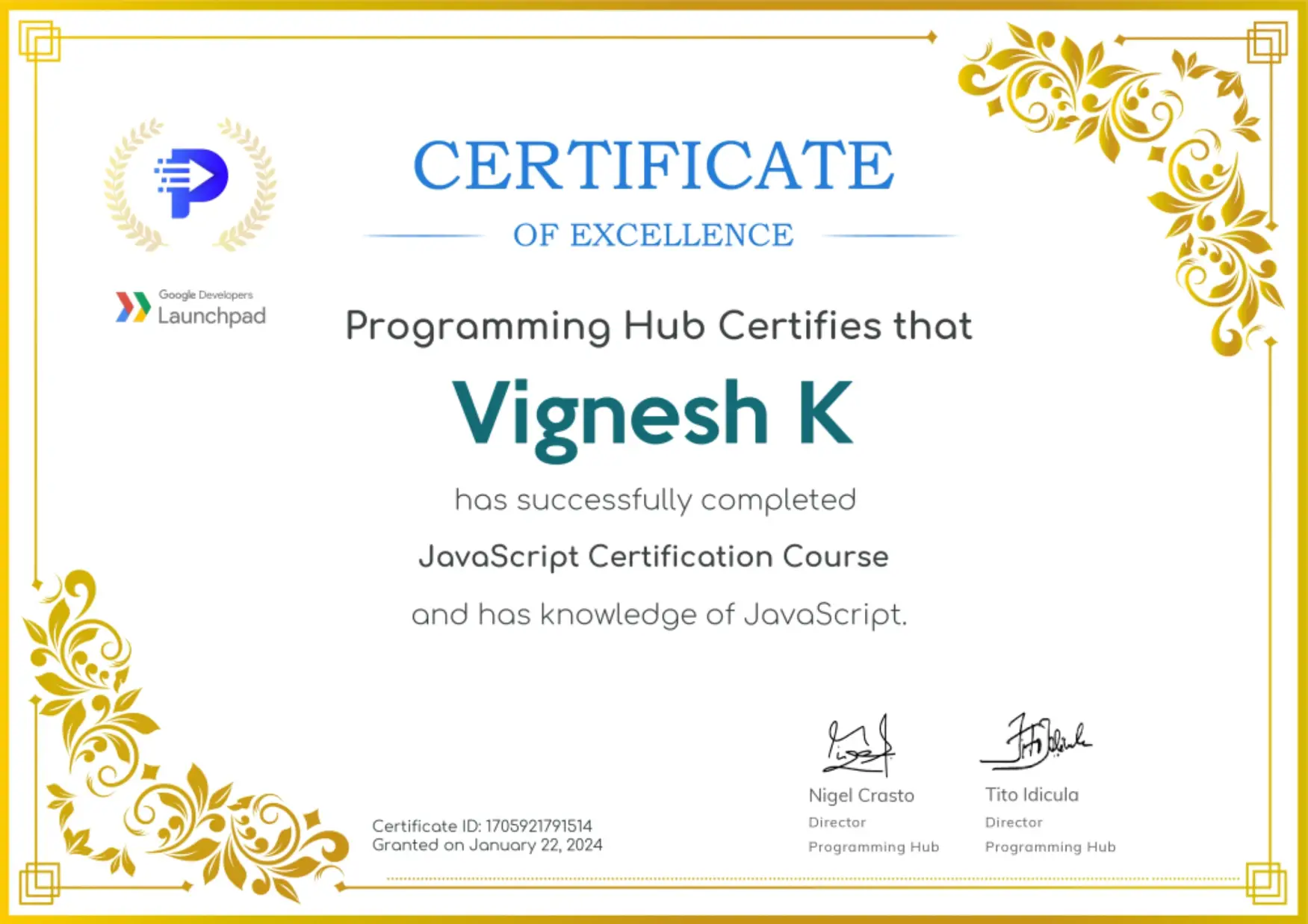 Online Certificate 1